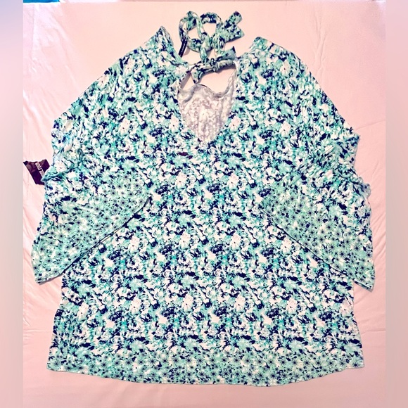 NEW Women’s 3/4 Bell Sleeves Blouse Tunic Top Sz 3X Tie Back Boho NWT - Picture 1 of 15